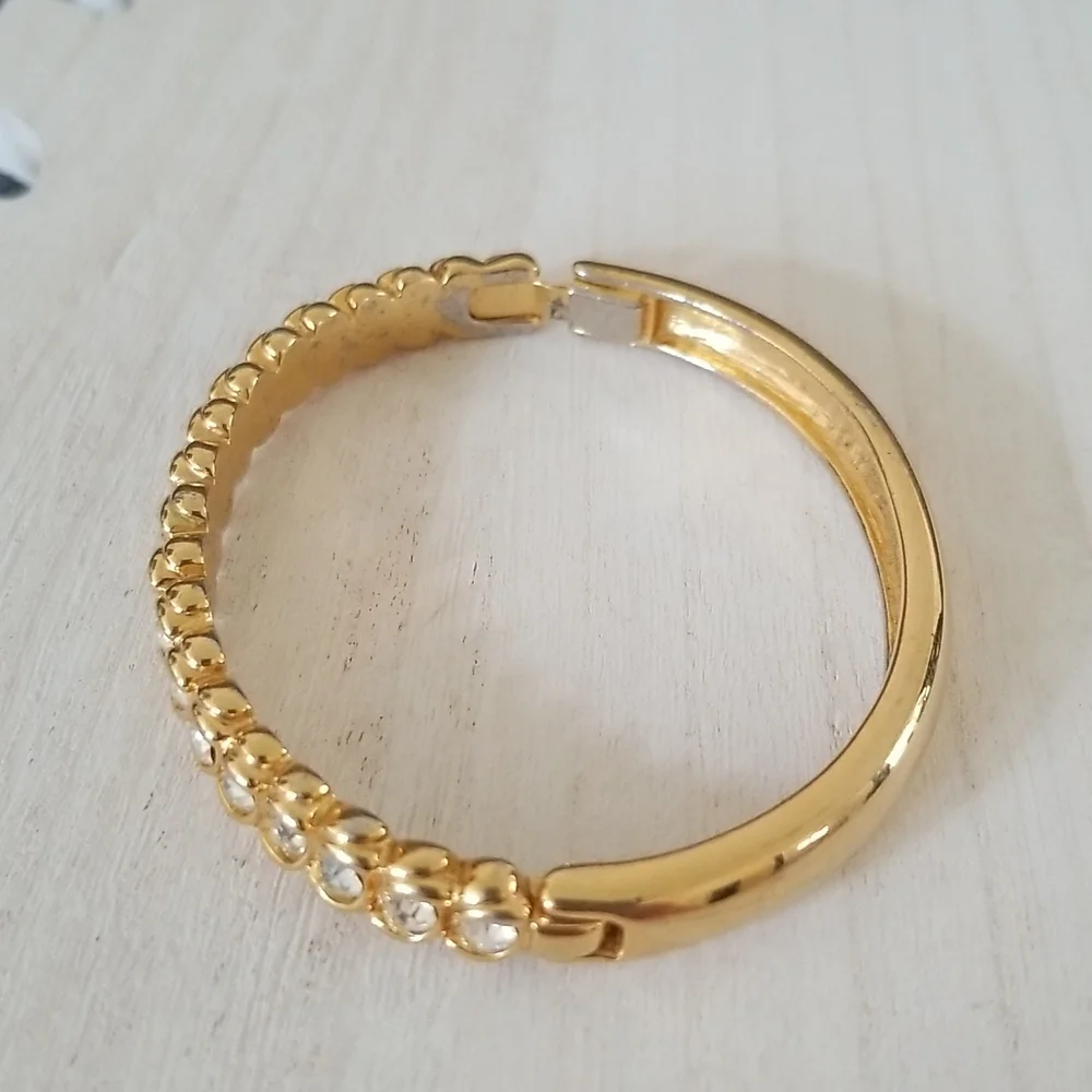 Vintage 1980s Nolan Miller Rhinestone Hinged Cuff